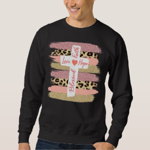 Christian Faith Kärlek Hope Blsed Kor Cheetah O Lång Ärmad Tröja