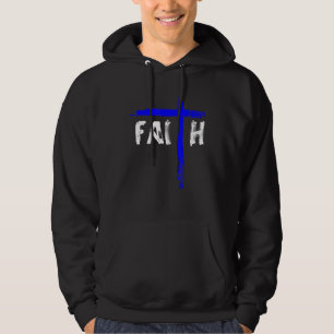 Christian Faith och Kor Blue Line Police Officer Hoodie