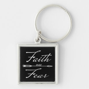 Christian Faith over Fear Fyrkantig Silverfärgad Nyckelring