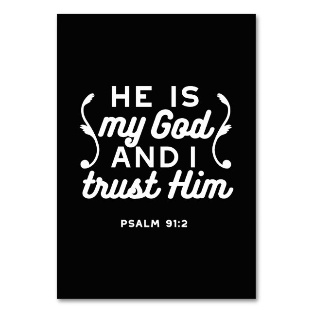 Christian Faith Quote – Trust in God Psalm 91:2 Bordsnummer (Framsidan)
