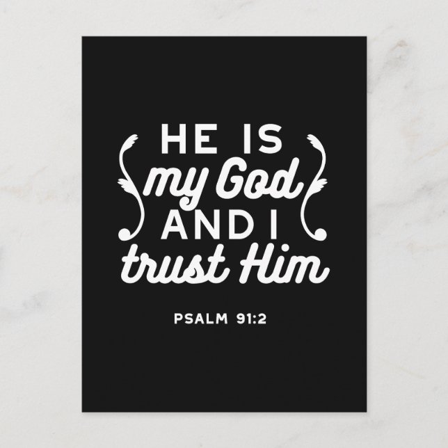 Christian Faith Quote – Trust in God Psalm 91:2 Vykort (Framsida)