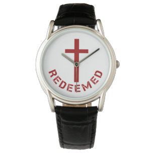 Christian Faith Rezed Red Kor och Text Design Armbandsur