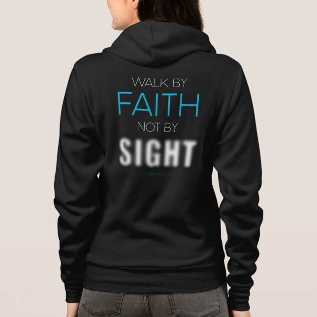 Christian Faith Verse Walk by Faith Not by Sight T Shirt (Baksida)