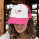 Christian Faith Women's Truckerkeps<br><div class="desc">din tilltro på ett djärvt och vackert sätt med Jesus Way, Sanningen, Life Christian truckerkeps, inspirerad av John 14:6. Den här tvåtonspaletten som fångar öga har en shock rosa och vit färg-palett med ord JESUS i en snyggt blandning av chokladbrun och mjuk rosa. Under den visas på ett lovande sätt...</div>