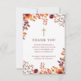 Christian Fall Blommigt Firande of Life Funeral Tack Kort