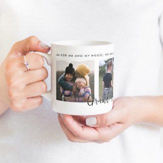 Christian Family Photo Collage Gift Joshua 24: 15 Kaffemugg
