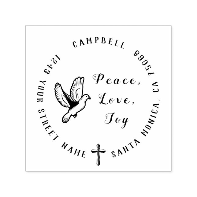 Christian Family Returadress Peace Kärlek Joy Självfärgande Stämpel (Design)