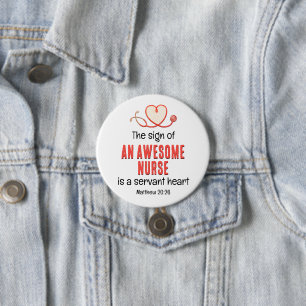 Christian FANTASTISK NURSE SERVANT HEART Anpassade Knapp