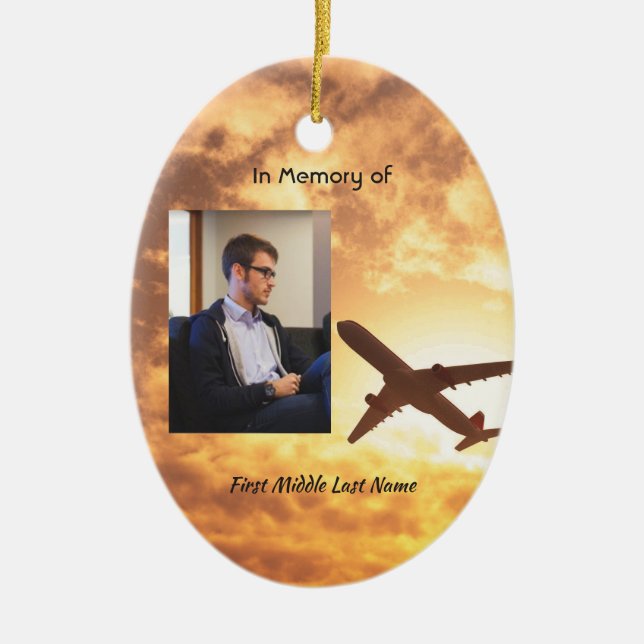 Christian Firande Life Keepsakes flygplan Pilot Julgransprydnad Keramik (Framsidan)