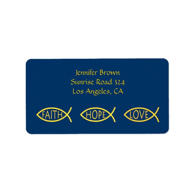 Christian Fish Address Label Adressetikett (Framsidan)