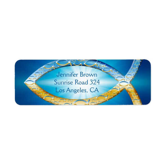 Christian Fish Address Label Returadress Etikett (Framsidan)