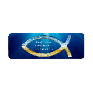 Christian Fish Address Label Returadress Etikett