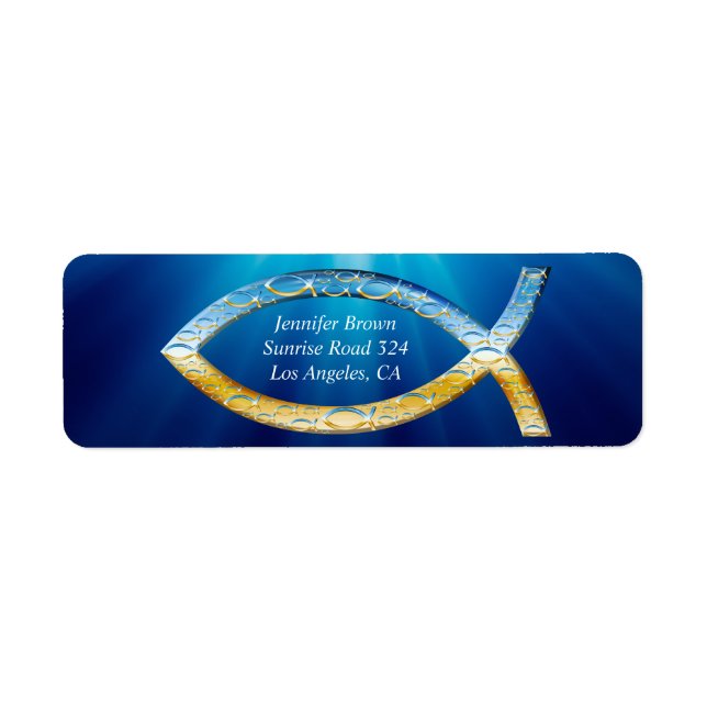 Christian Fish Address Label Returadress Etikett (Framsidan)