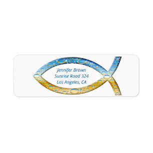 Christian Fish Address Label Returadress Etikett