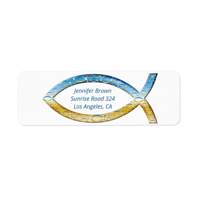 Christian Fish Address Label Returadress Etikett (Framsidan)