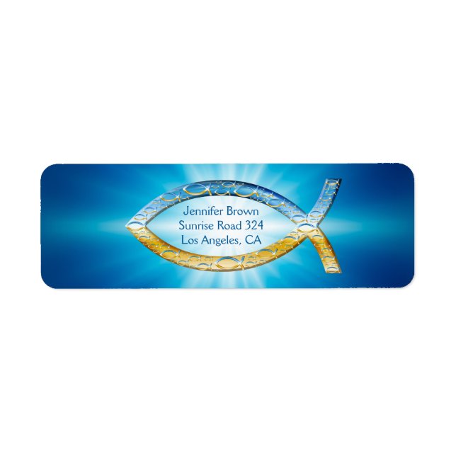 Christian Fish Address Label Returadress Etikett (Framsidan)