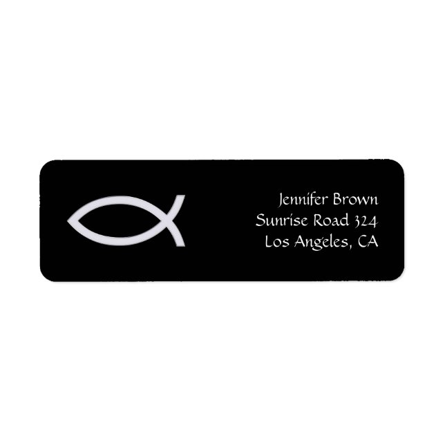 Christian Fish Address Label Returadress Etikett (Framsidan)
