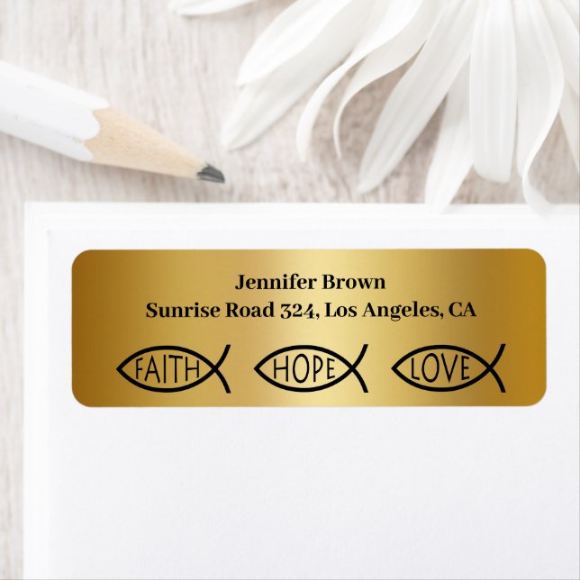 Christian Fish | Faith Hope Kärlek Returadress Etikett (Insitu)