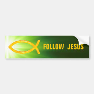 Christian Fish Följ Jesus Bildekal