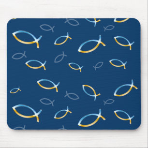Christian Fish Himlar & Ground Mönster - Mousepad Musmatta