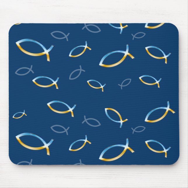 Christian Fish Himlar & Ground Mönster - Mousepad Musmatta (Framsidan)