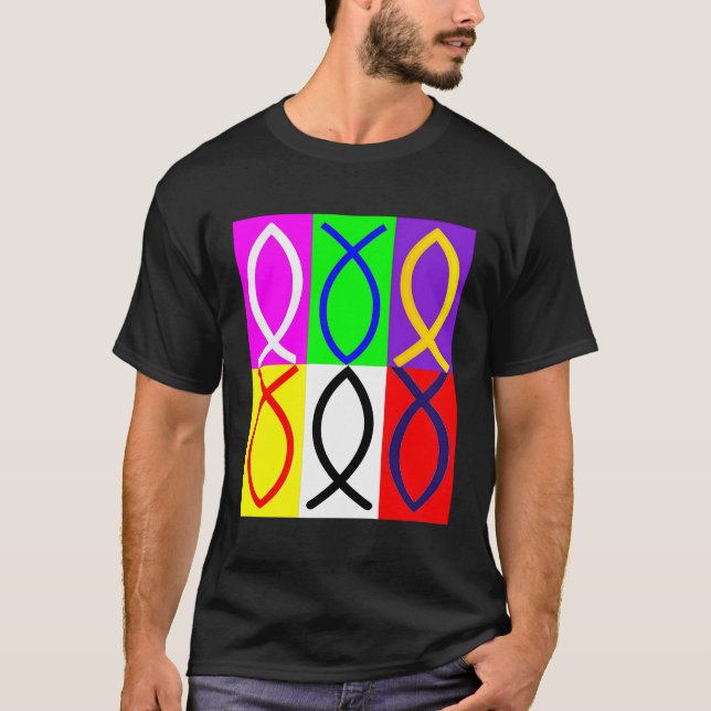 Christian Fish Symbol 2 T Shirt (Framsida)