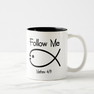 Christian Fish Symbol - Följ mig Coffee Mugg