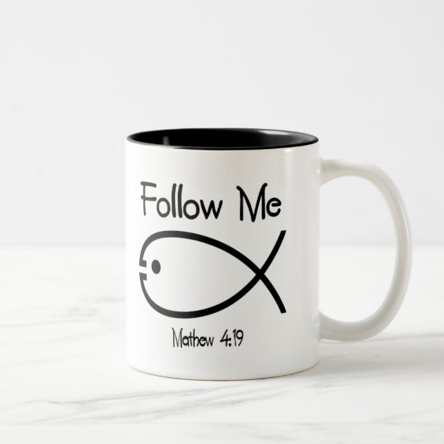 Christian Fish Symbol - Följ mig Coffee Mugg (Höger)