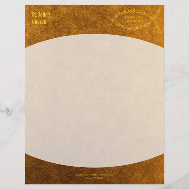 Christian Fish Symbol Guld Letterhead Brevhuvud (Framsida)