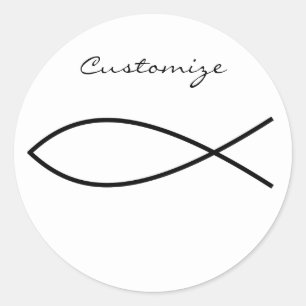 Christian Fish Symbol Ichthys Thunder_Cove Runt Klistermärke