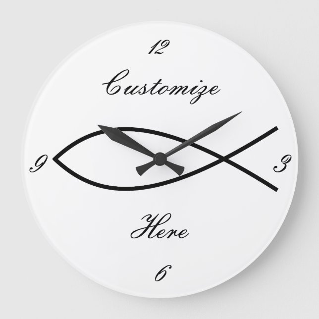 Christian Fish Symbol Ichthys Thunder_Cove Stor Klocka (Framsida)