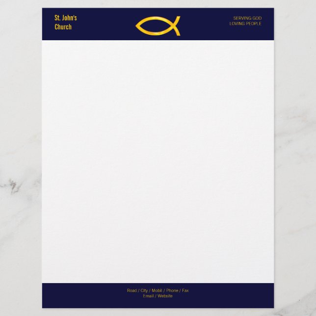 Christian Fish Symbol Letterhead Brevhuvud (Framsida)