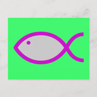 Christian Fish Symbol - LOUD! Grått och Rosa Vykort