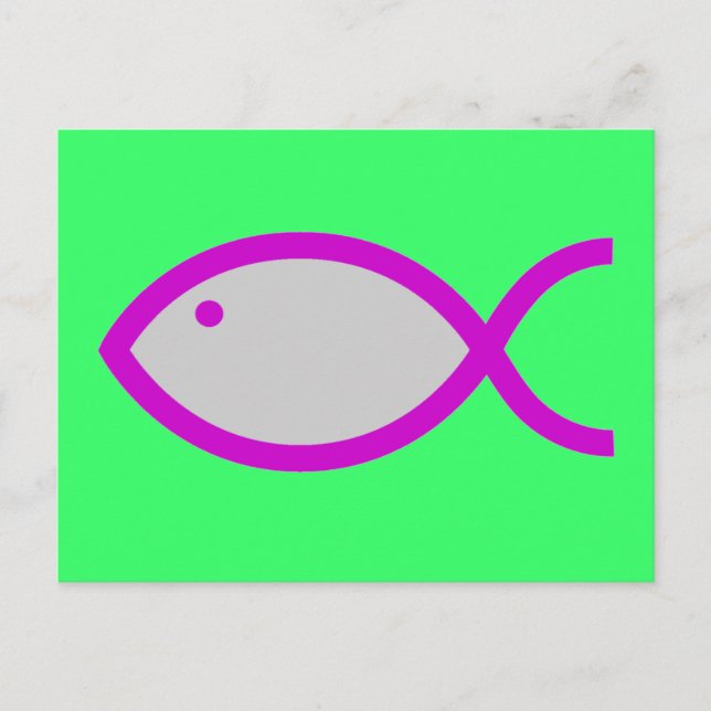 Christian Fish Symbol - LOUD! Grått och Rosa Vykort (Framsida)