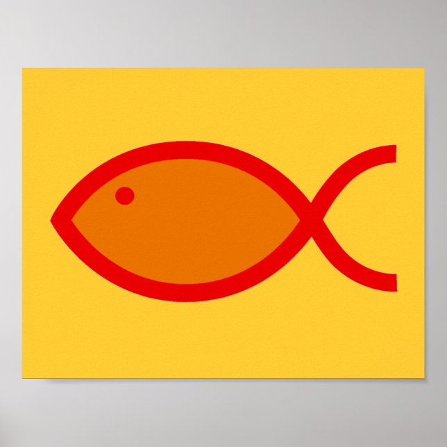 Christian Fish Symbol - LOUD! Orange och rött Poster (Framsidan)