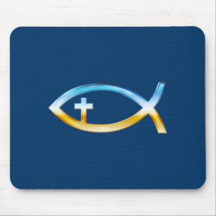 Christian Fish Symbol med Crucifix - Himlar & Grou Musmatta