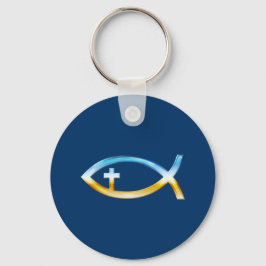 Christian Fish Symbol med Crucifix - Himlar & Grou Nyckelring