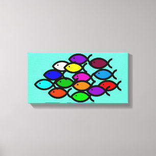 Christian Fish Symbols - Rainbow School - Canvastryck