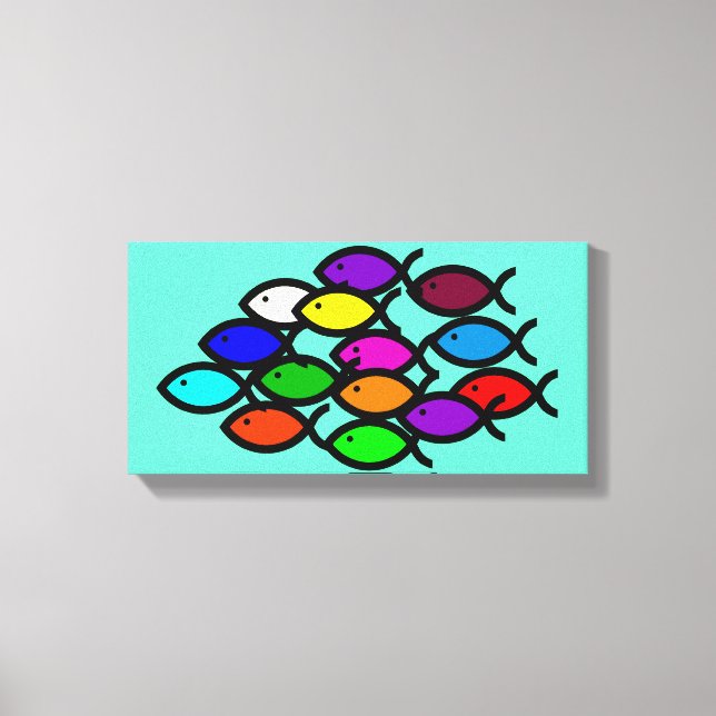 Christian Fish Symbols - Rainbow School - Canvastryck (Framsida)