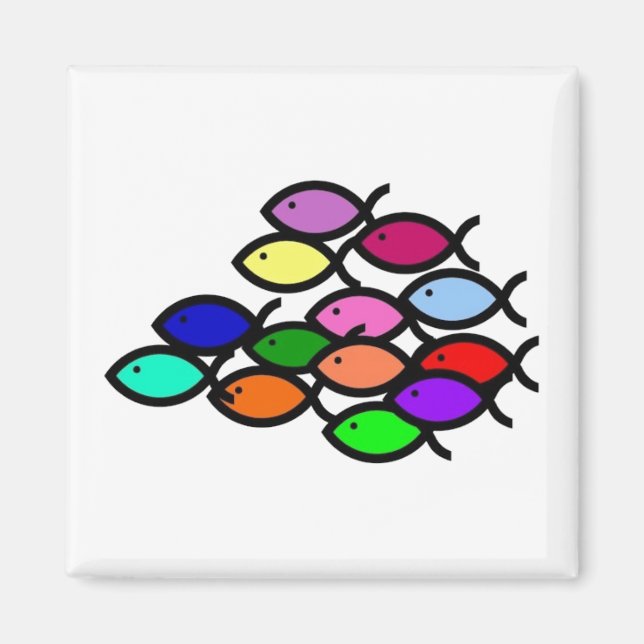 Christian Fish Symbols - Rainbow School - Magnet (Framsidan)
