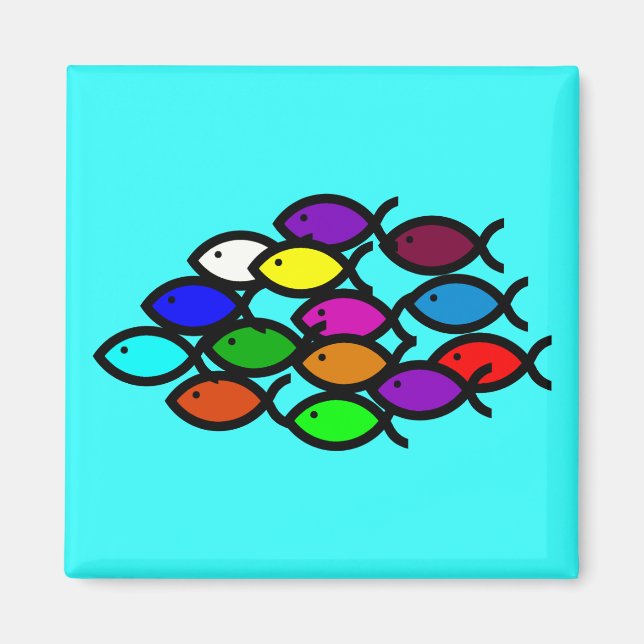 Christian Fish Symbols - Rainbow School - Magnet (Framsidan)