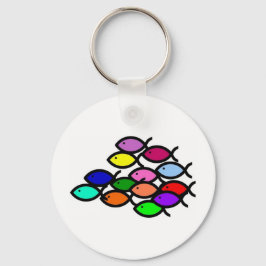 Christian Fish Symbols - Rainbow School - Nyckelring