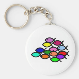 Christian Fish Symbols - Rainbow School - Nyckelring