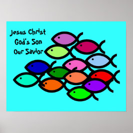 Christian Fish Symbols - Rainbow School - Poster