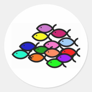 Christian Fish Symbols - Rainbow School - Runt Klistermärke