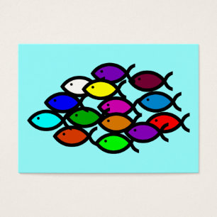 Christian Fish Symbols - Rainbow School - Visitkort