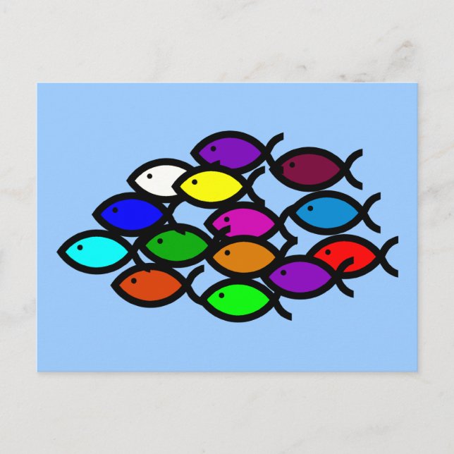 Christian Fish Symbols - Rainbow School - Vykort (Framsida)