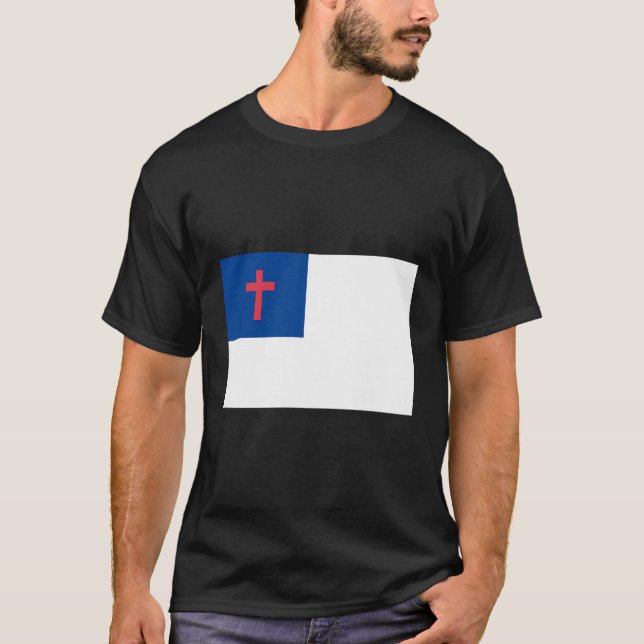 Christian Flagga Shirt Religiösa Kristus Flagga T (Framsida)