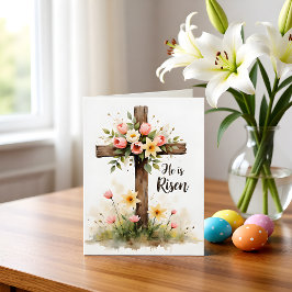 Christian Floral Easter Cross Blank Note Card Anteckningskort
