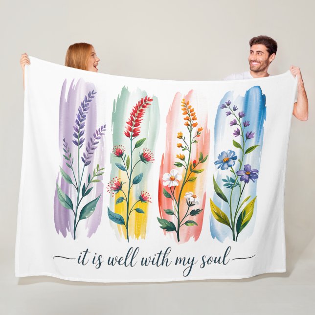 Christian Floral Frequency Custom Fleece Blanket  (På plats)